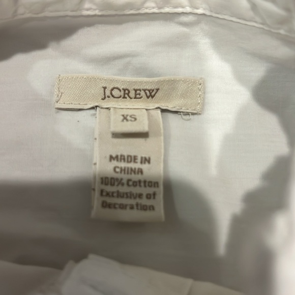 J. Crew Classic White Cotton button down with ruffle neckline - Picture 2 of 3